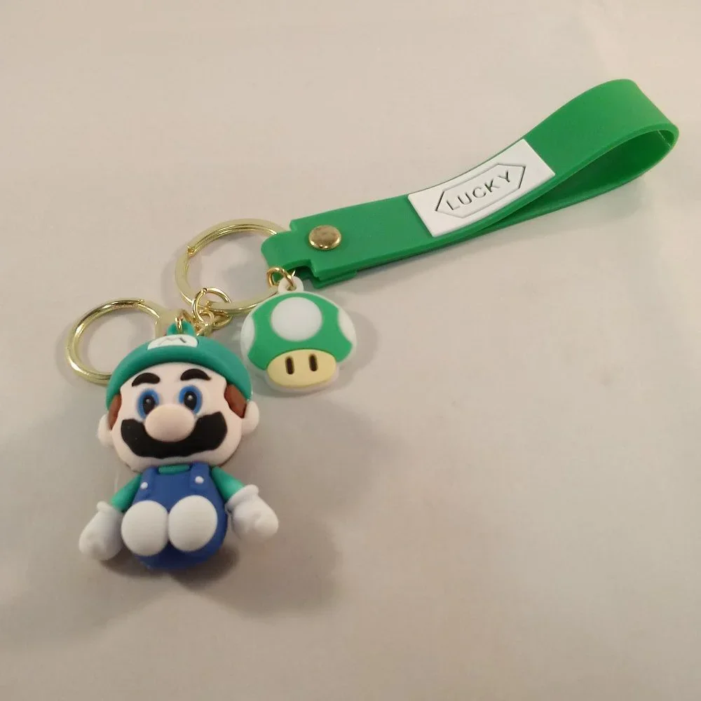 Super Mario Luigi Super Mushroom Key Chain Key Ring Nintendo Figurine Keychain